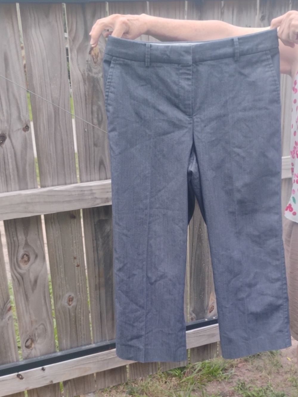 Talbots Gray Cropped Straight-Leg Dress Pants